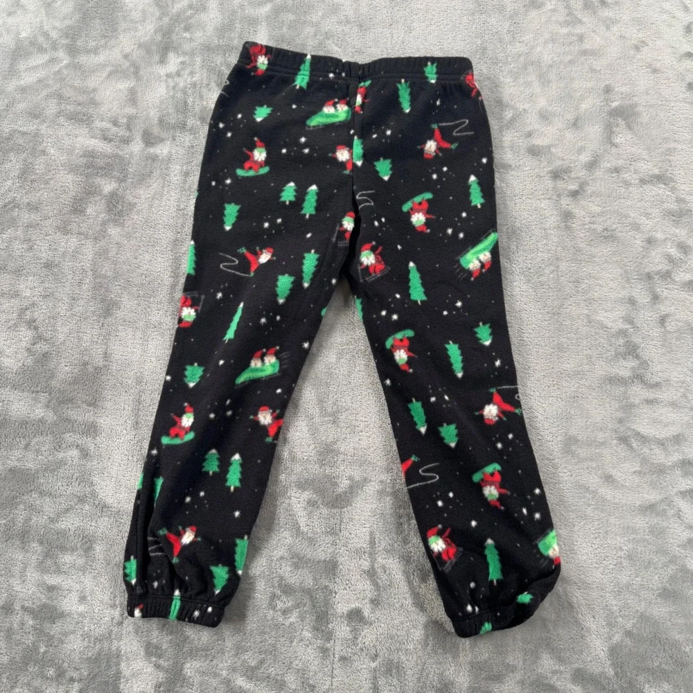 Jammies For Your Families 4‎ Christmas Pajama Set Santa Snowboard Green Black